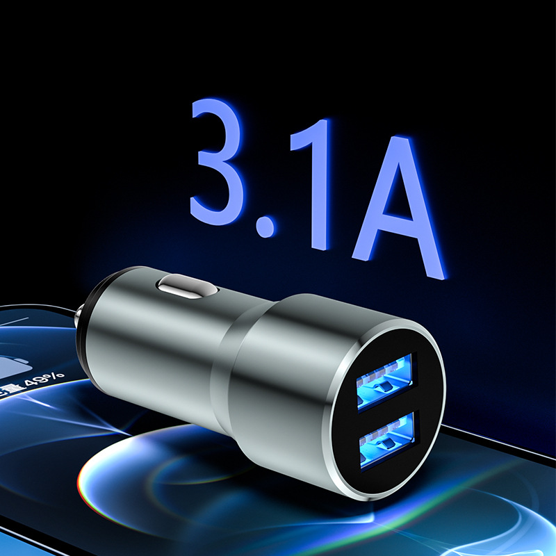 Bộ sạc nhanh ô tô 3.1A 2 cổng USB tiện lợi