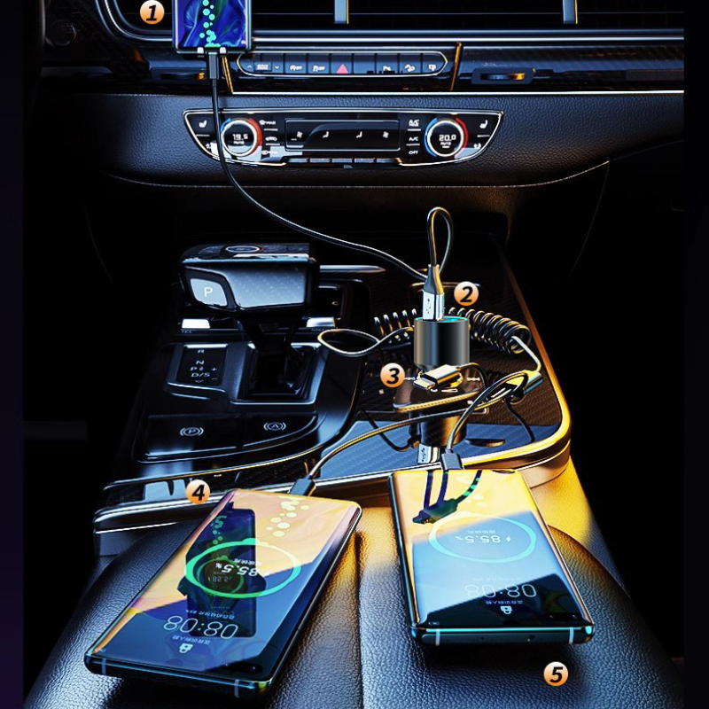 Sạc nhanh ô tô 100W đa năng 3 cổng