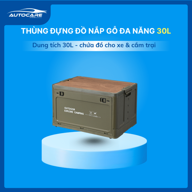 Thùng đựng đồ nắp gỗ đa năng 30L