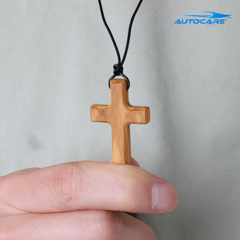 Khánh treo xe ô tô chữ thập gỗ ô liu