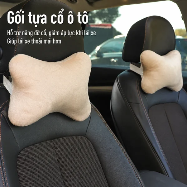 Bộ Gối Tựa Đầu Và Tựa Lưng Ô Tô Vải Nhung Mịn Cao Cấp13