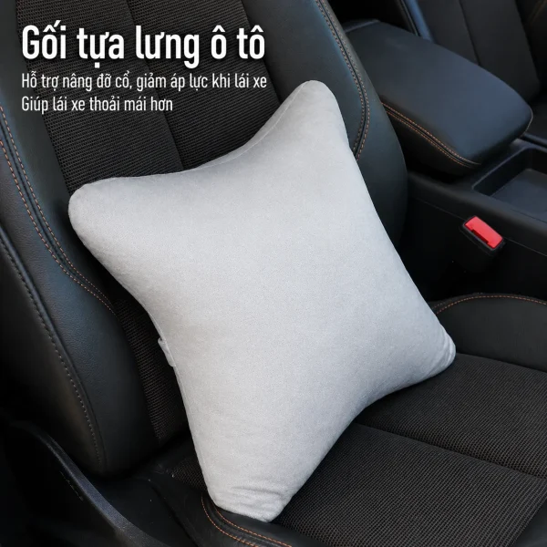 Bộ Gối Tựa Đầu Và Tựa Lưng Ô Tô Vải Nhung Mịn Cao Cấp17