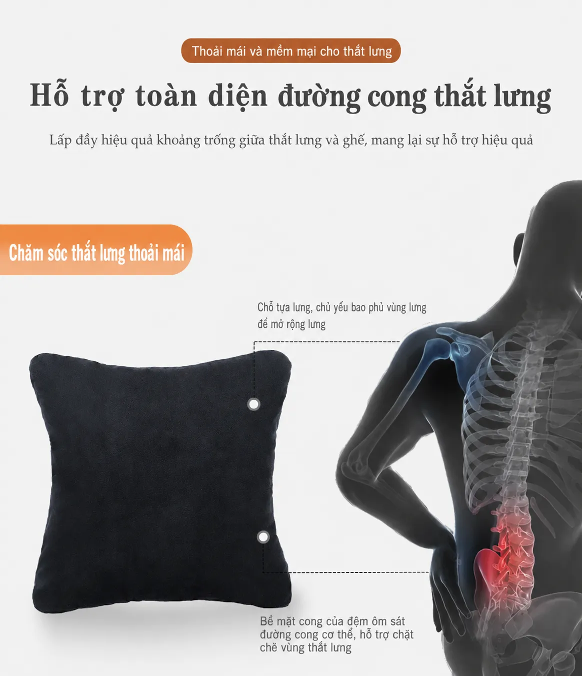 Bộ Gối Tựa Đầu Và Tựa Lưng Ô Tô Vải Nhung Mịn Cao Cấp3