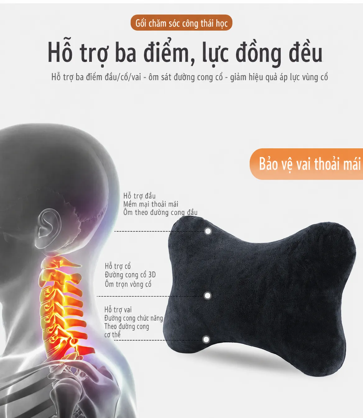 Bộ Gối Tựa Đầu Và Tựa Lưng Ô Tô Vải Nhung Mịn Cao Cấp4