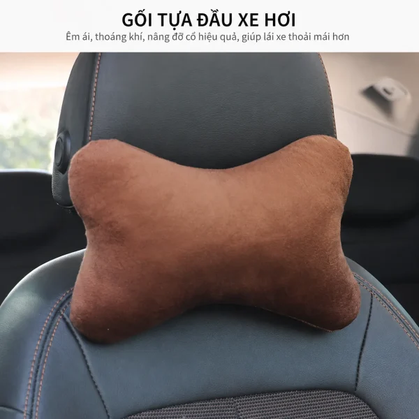 Bộ Gối Tựa Đầu Và Tựa Lưng Ô Tô Vải Nhung Mịn Cao Cấp9