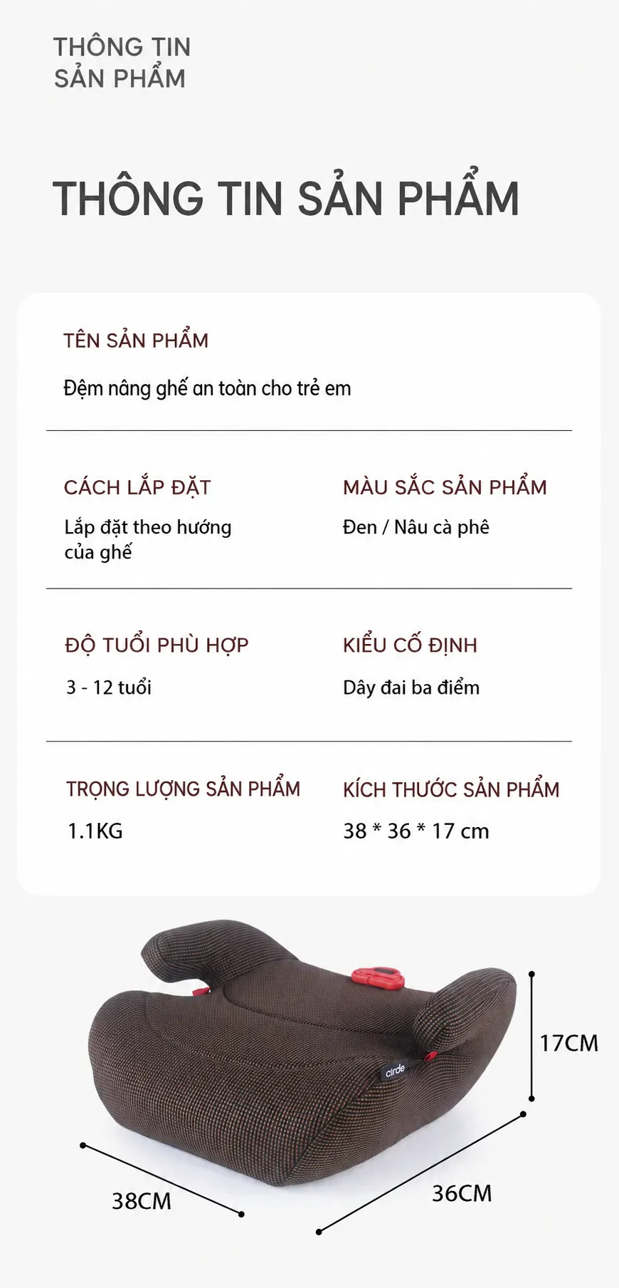 Dem Ghe Ngoi O To Tre Em 3 12 Tuoi Dem Booster Ghe Xe Hoi Ban Nang Cap Kem Day Dai Phu Tro An Toan6
