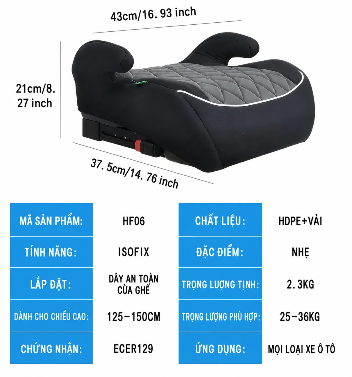 Dem Nang Ghe O To Tre Em 7 12 Tuoi Co ISOFIX Chuan ECE R129 4