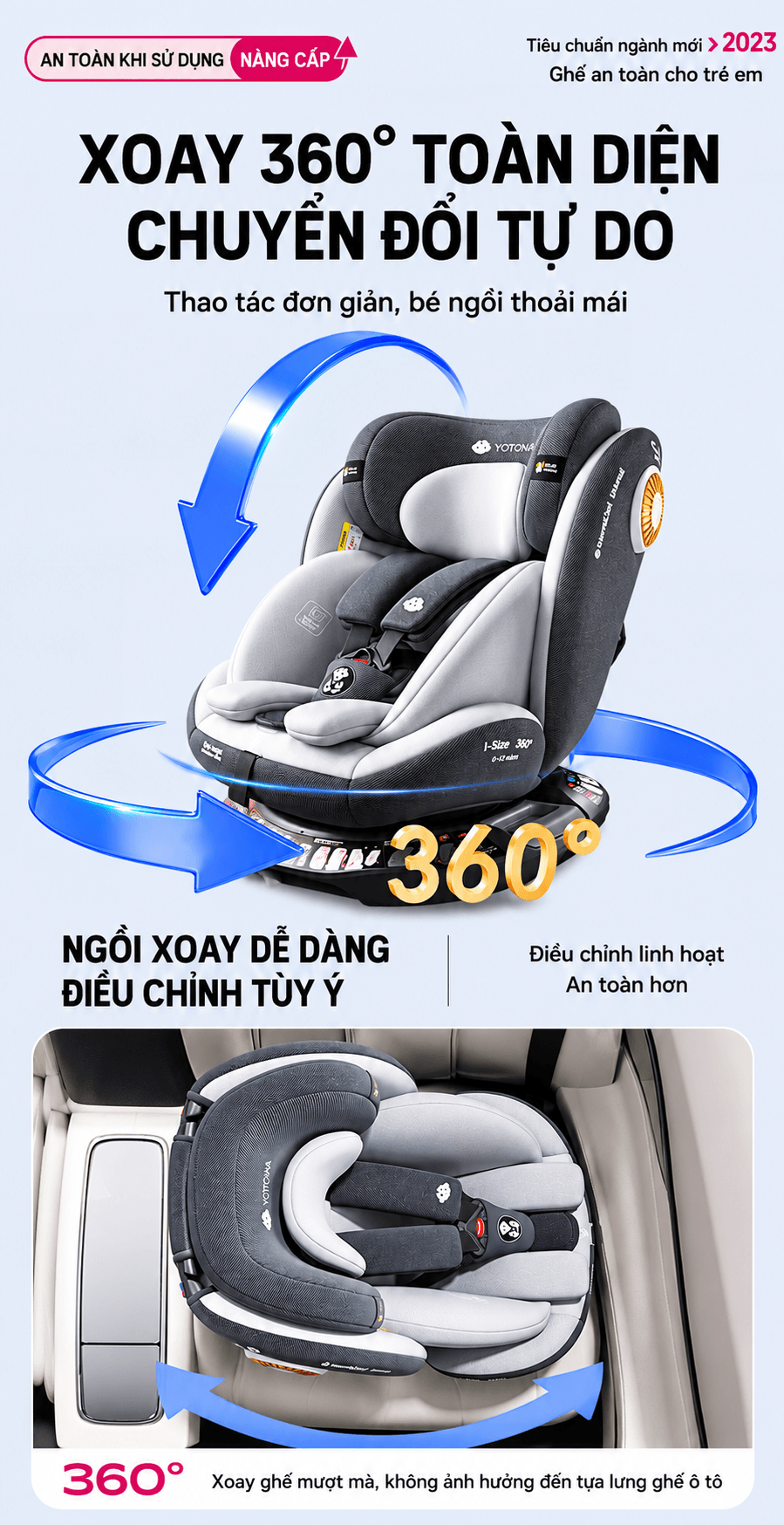 Ghe Ngoi O To Cho Be 0 12 Tuoi 360 Do ISOFIX i Size Yotona 22
