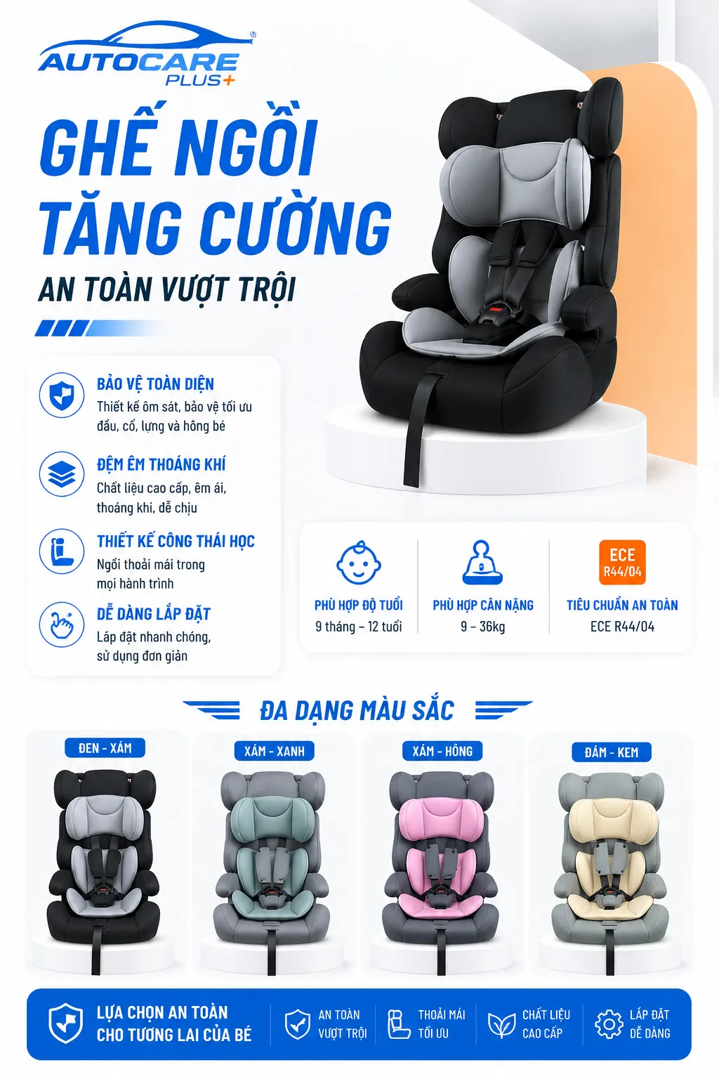 Ghe O To Tre Em 3 Trong 1 1 12 Tuoi – Khong ISOFIX