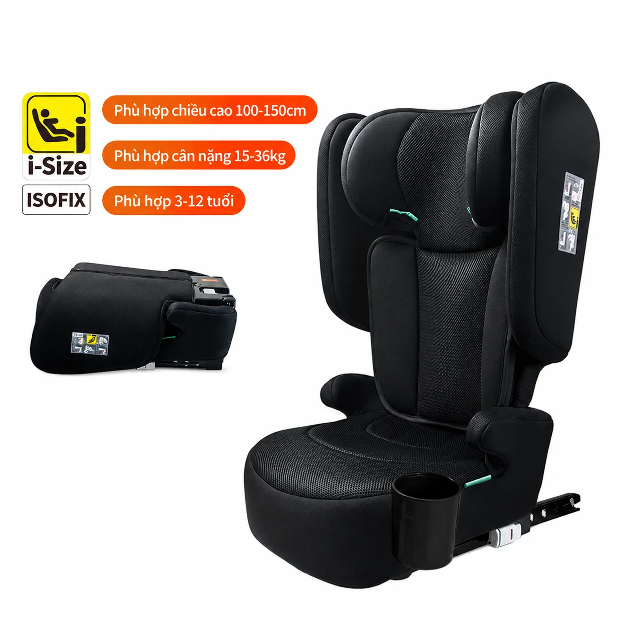 Ghe O To Tre Em Isofix Gap Gon Cao Cap i Size 15 36kg 3 12 Tuoi Co Khay Dung Coc Dem Vai Giat Duoc