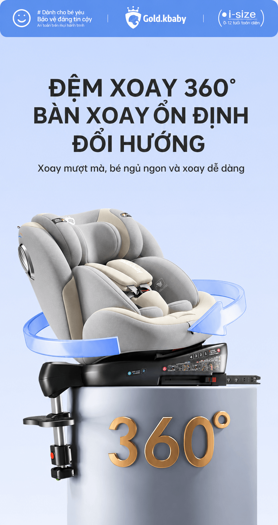 Jinko Beibei Ghe Ngoi O To Cho Be 0 12 Tuoi ISOFIX i Size Mai Che 2 Mau Kem Xam 15