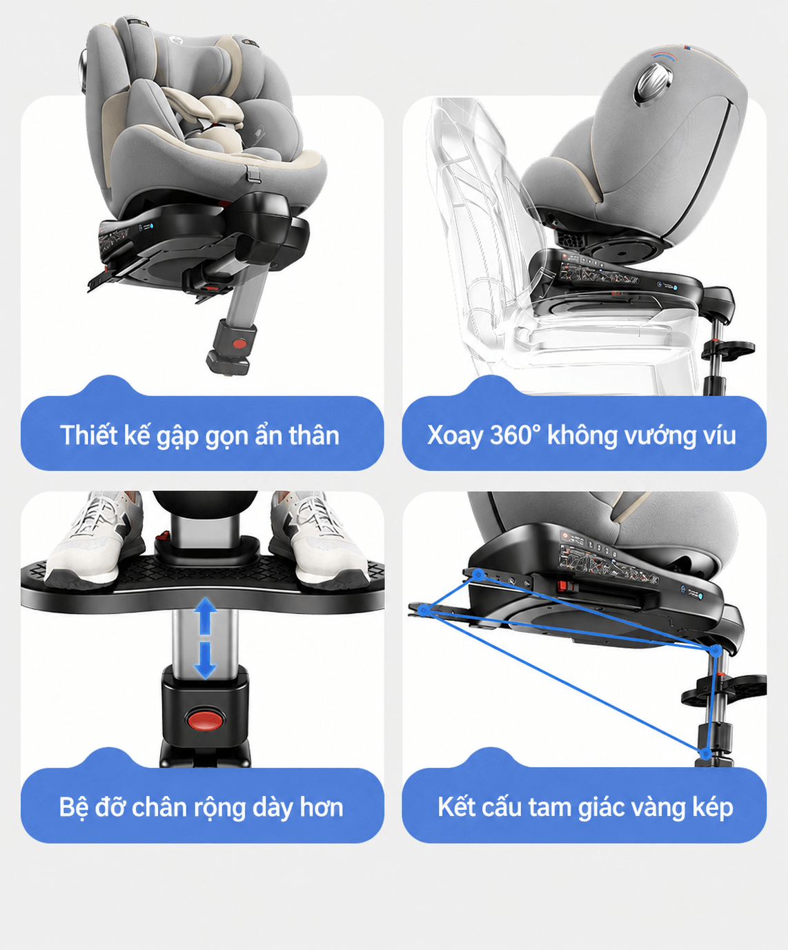 Jinko Beibei Ghe Ngoi O To Cho Be 0 12 Tuoi ISOFIX i Size Mai Che 2 Mau Kem Xam 18