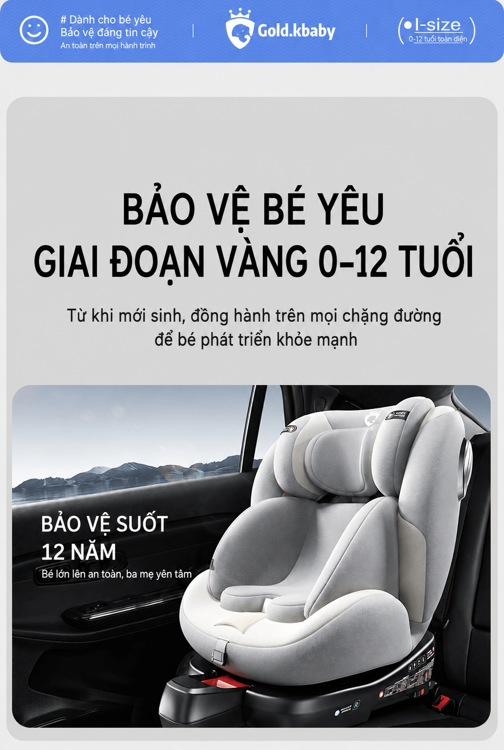 Jinko Beibei Ghe Ngoi O To Cho Be 0 12 Tuoi ISOFIX i Size Mai Che 2 Mau Kem Xam 21